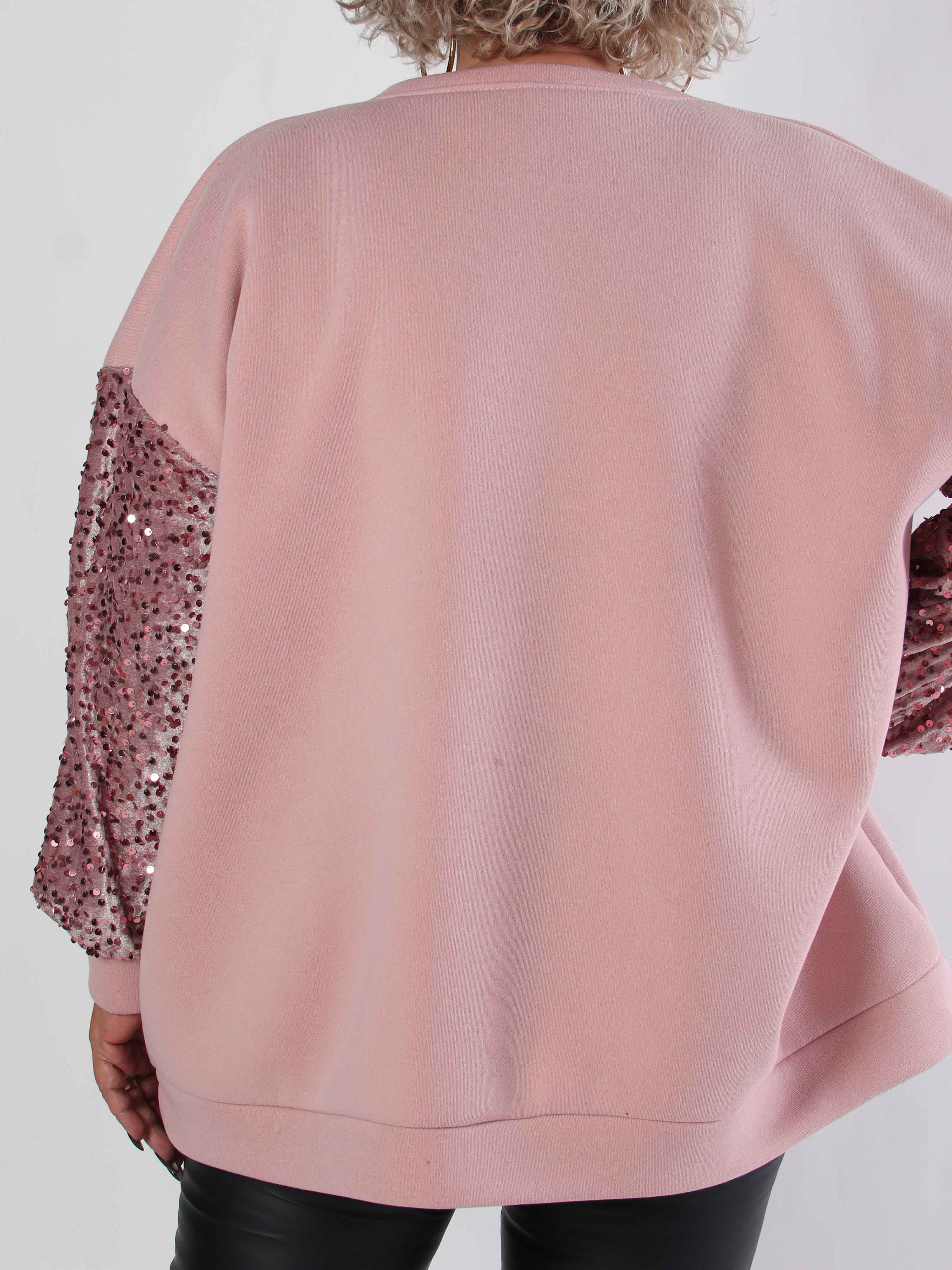 Cytherea - Plus size sweatshirt i bomuld med pailletter på ærmet